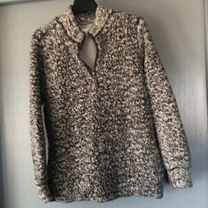 Weatherproof Vintage Women's Fleece Sweater Gray Long Sleeve Size XL 1/4 Zip